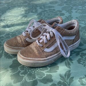 Vans Kids Glitter Sneakers - Gold and White